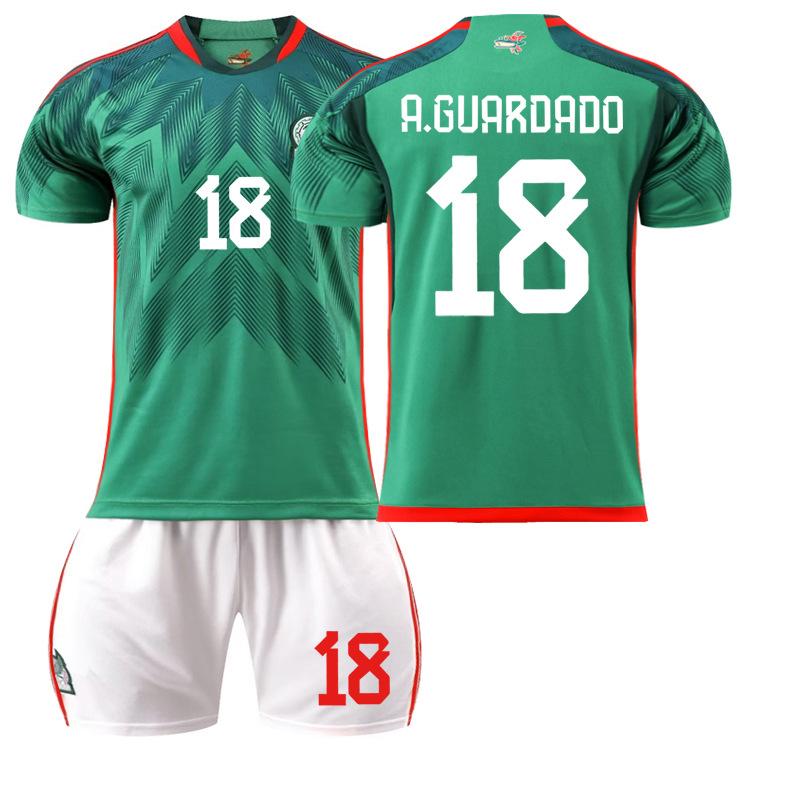 Mexico Football Jersey No. 14 Home 16 Green 9 Raul 22 Lozeno Set Socks Short Sleeves