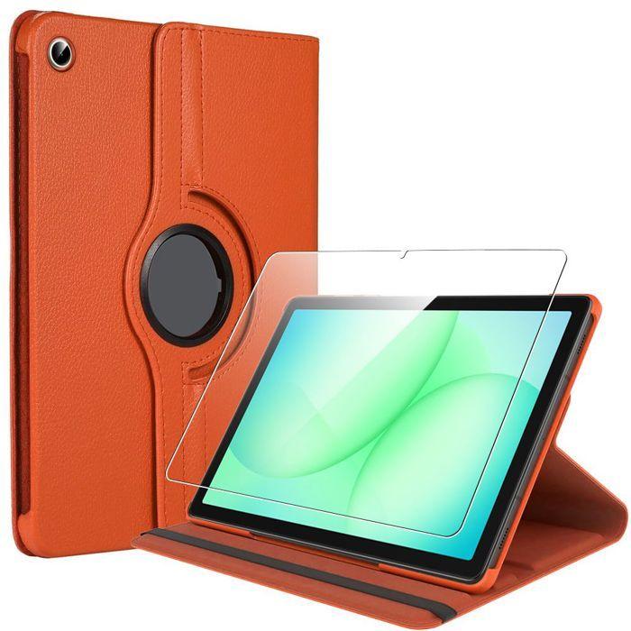 Coque + Verre Trempé pour Samsung Galaxy Tab A9 Plus / A11 Plus - Protection Rotation 360° - Orange