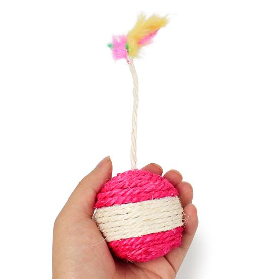 Cat Shuttlecock Toy Eye-catching Natural Materials Relieve Boredom Cat Kitten Feather Ball Teaser Toy
