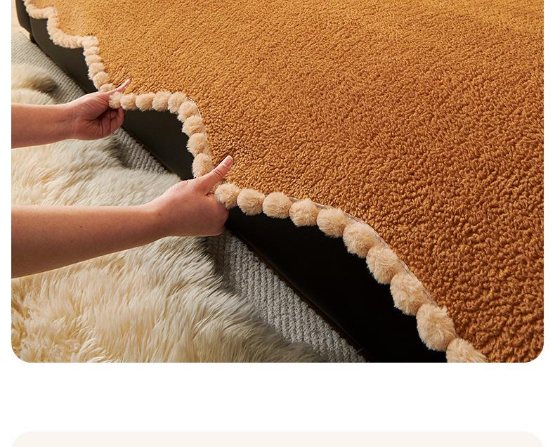 Нескользящий чехол на диван из шерсти ягненка: Толстая, цельная подушка для осени и зимы