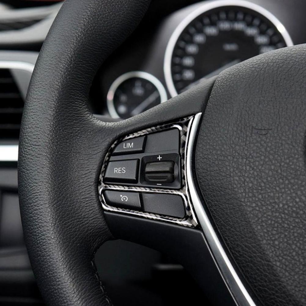 2 шт., наклейки на кнопки рулевого колеса из углеродного волокна для салона автомобиля, отделка, стиль автомобиля для BMW F30 F31 F34 F45 F32 F33 F36 F22