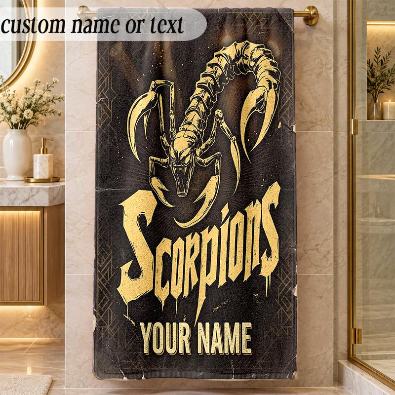Beach TowelScorpions Custom Name Text Personalized Soft Towel for Beach Pool Indoor Home Decor Gift