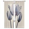 Цветок тюльпана, прозрачные синие прозрачные шторы для спальни, праздничное украшение, оконная вуаль, тюлевая занавеска