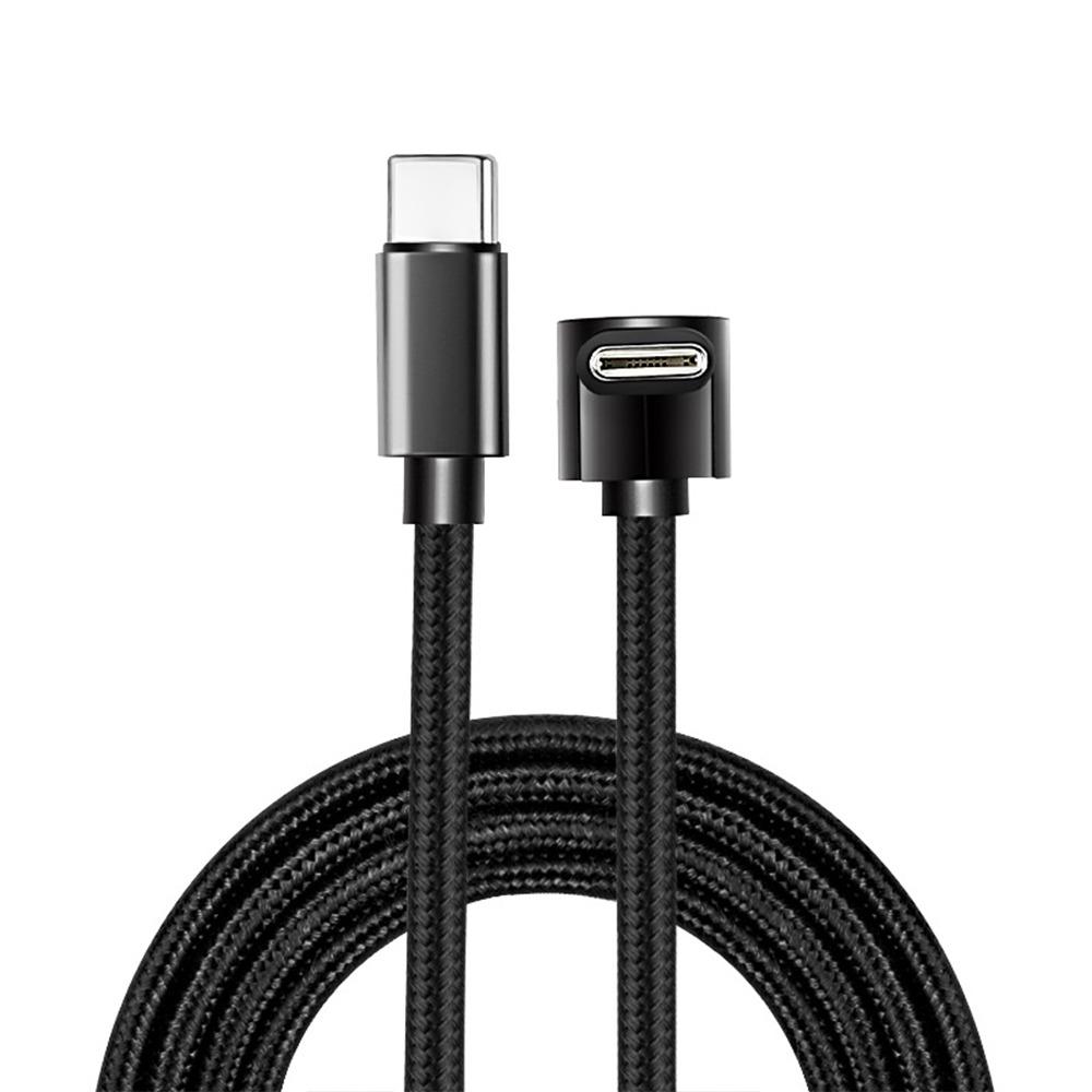 Плетеный USB C кабель из нейлона, длина 1 м, с изгибом под 90 градусов, USB на Type-C адаптер для iPhone/Samsung/Tesla/Huawei/Xiaomi/MacBook