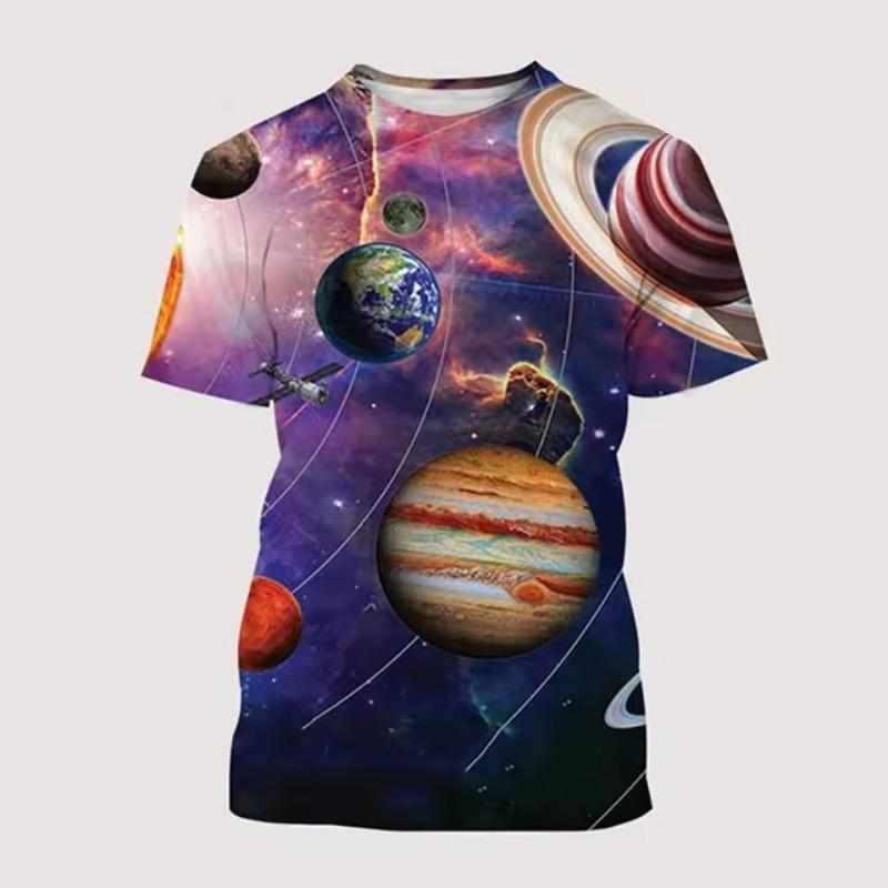 Футболки с 3D-принтом Galaxy Outer Space Planet, летние женские футболки с коротким рукавом, свободные топы Harajuku, футболки, женская одежда