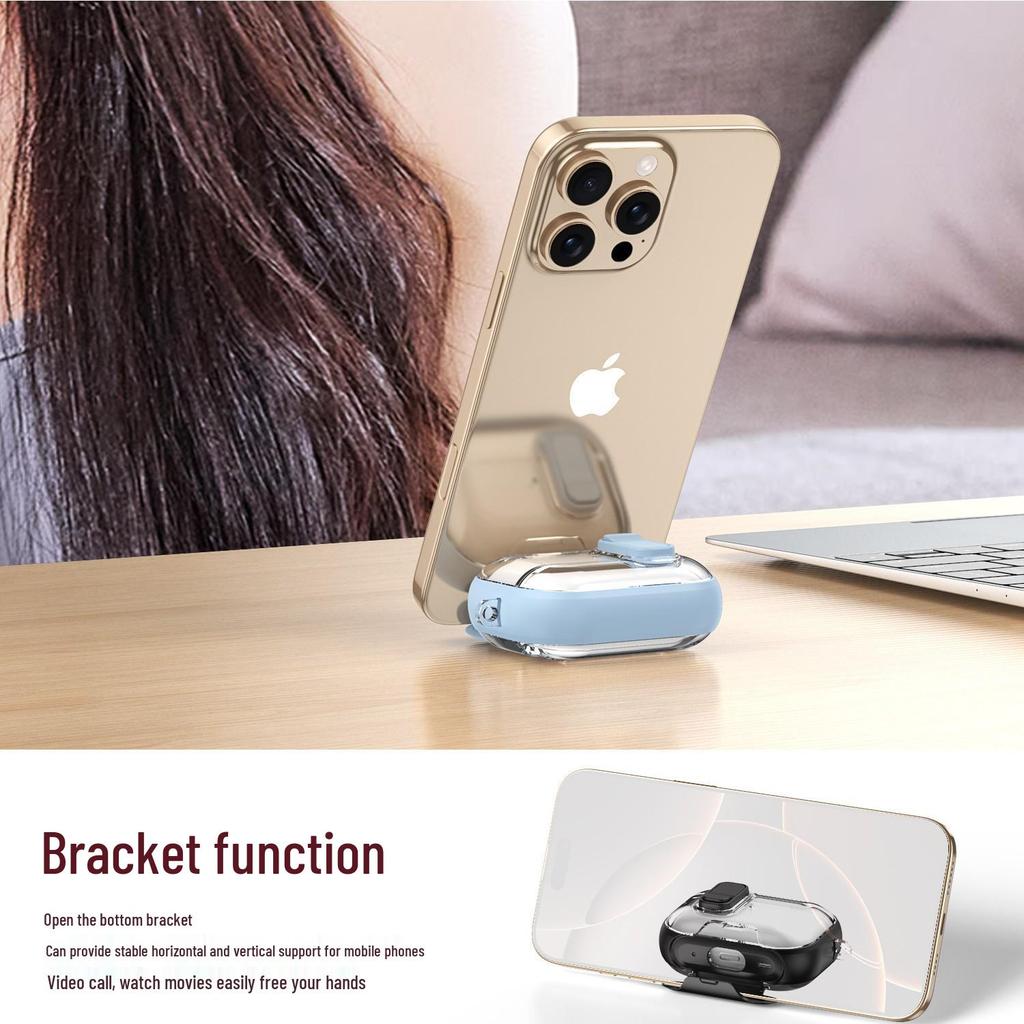 Прозрачный защитный чехол с цветными блоками и подставкой для AirPods Pro 2-го поколения