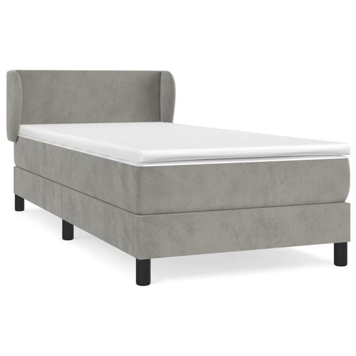 Maison Exclusive - Sommier à lattes de lit et matelas Gris clair 90x200 cm Velours