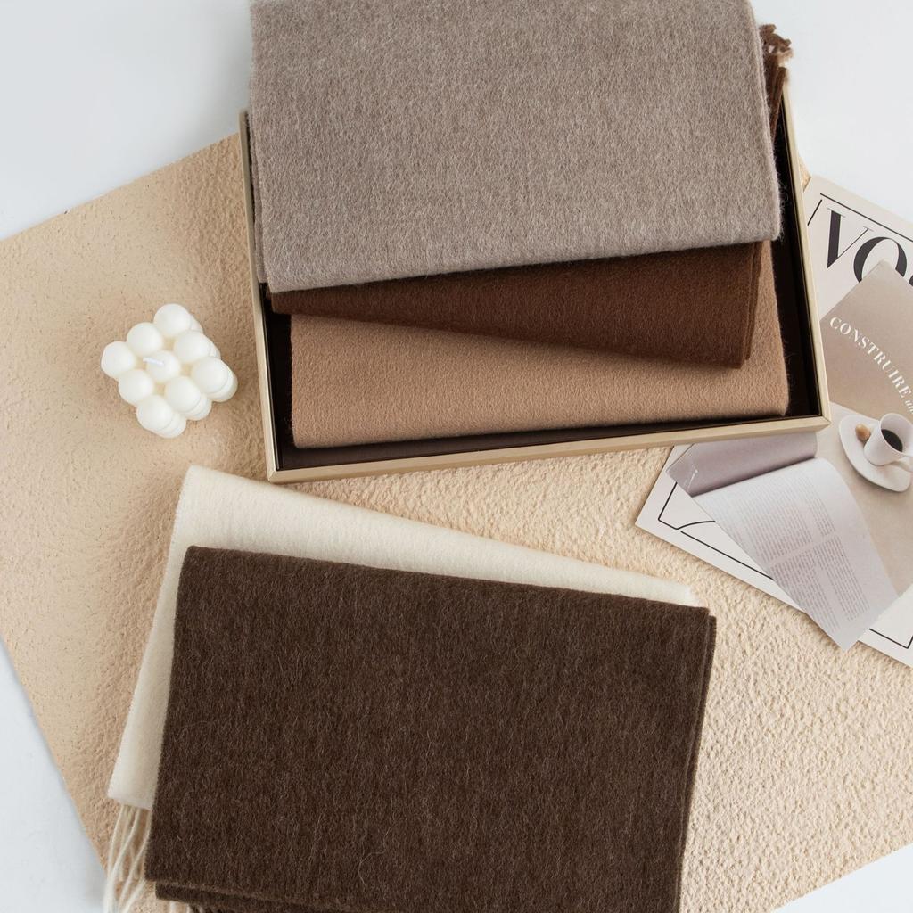 Thickened Autumn and Winter Plaid 100 Wool Scarf Atmosphere Women's All-match Fashion Warm Wool Scarf Comfortable Shawl