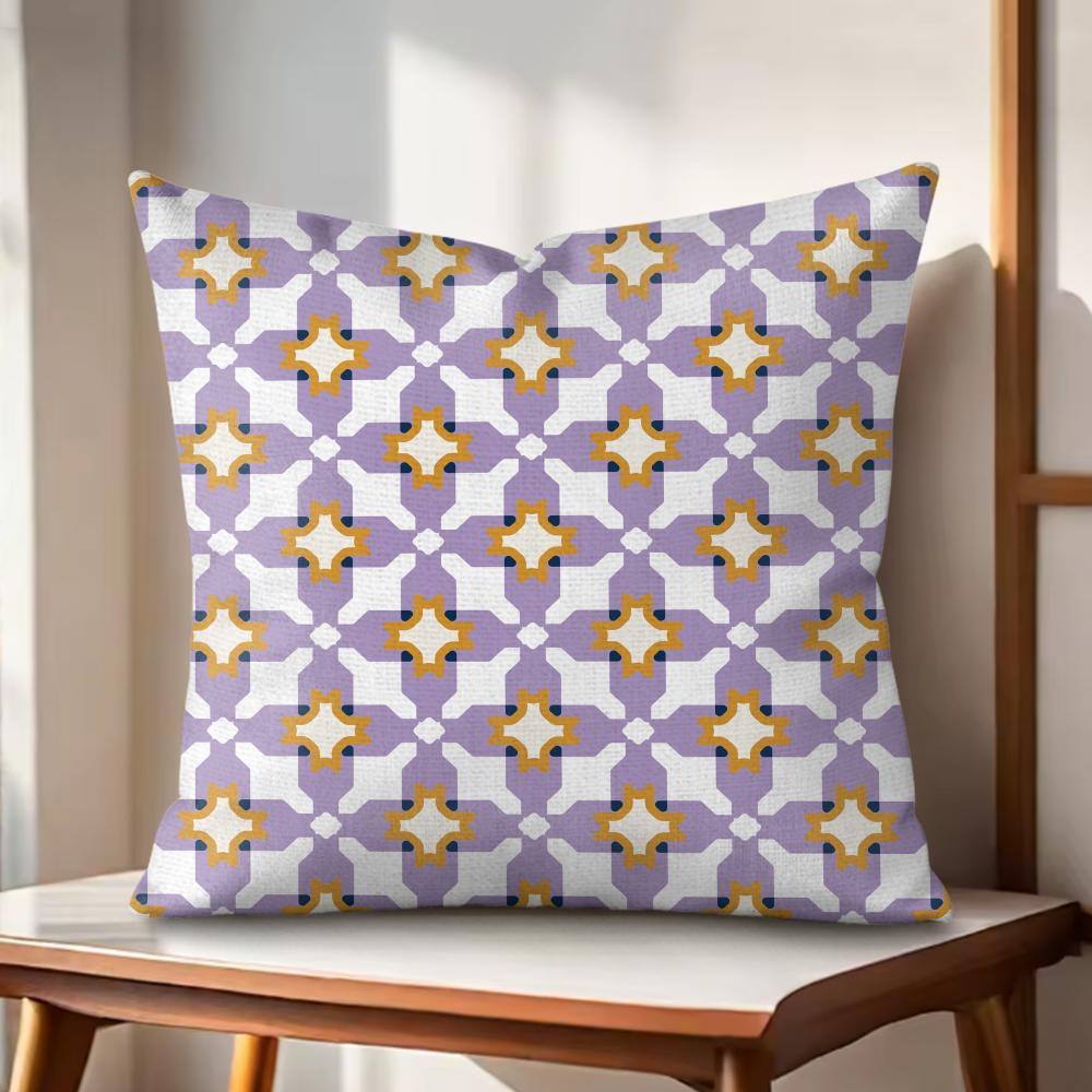 Abstract geometry Art Cushion Cover Natural Linen Organic Fabric DoubleSided Printing Couch Pillow Covers Home Decor