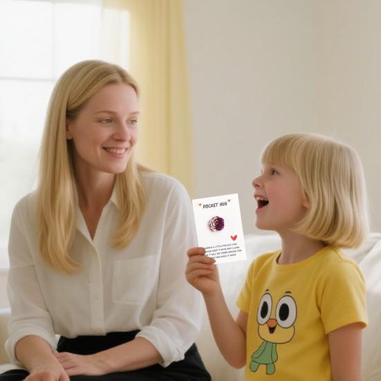 Pocket Hug Card with Gradient Rose for Women Men Mini Pocket Hug Tokens with Greeting Card Inspirational Gifts for Long Distance Relationship