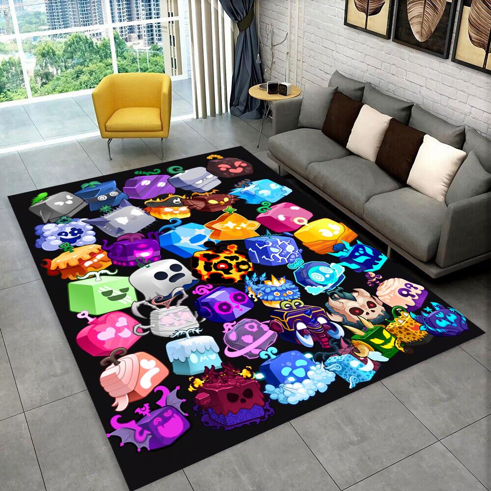 3D B-Blox Fruit Cartoon Game Gift Carpet Rug for Living Room Bedroom Home Sofa Decoration,kids Play Non-slip Floor Mat