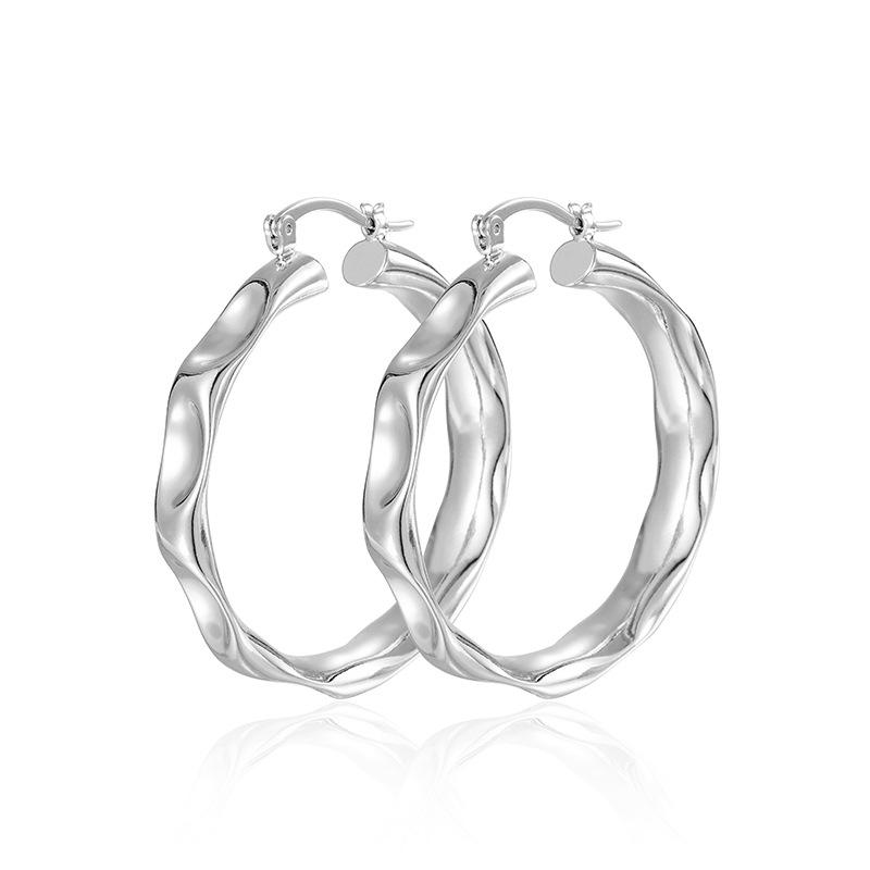 Позолоченные латунные серьги-кольца с градиентом 14K - Простой роскошный модный дизайн