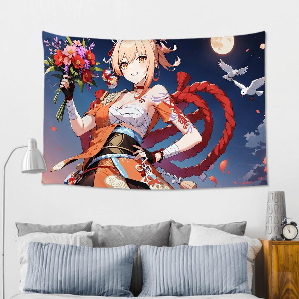 Ёимия Анимация G-Genshin I-Impact Гобелен Декор Комнаты Настенная Ткань Вечеринка Подвесной Фон Декор Комнаты Детская Комната