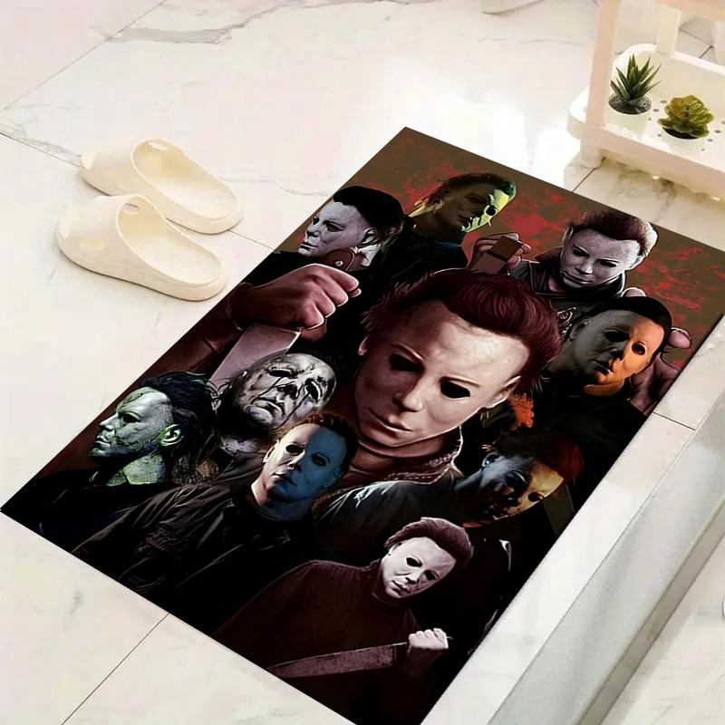 1Pc Halloween Horror Icons Rug, Office Carpet Indoor Outdoor Doormat, Non-Slip, Comfortable, Living, Christmas Halloween, Xmas Gift L1293