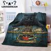 Witch Black Cat Halloween Throw Blanket Cat Mysterious Divination Witchcraft Lucifer Portable Flannel Blanket for Bedding Travel