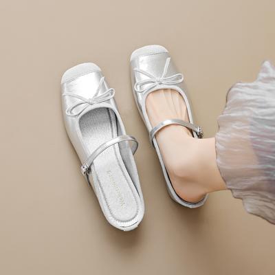 Weiwei girl 863-1 сумка на голову полутапочки женская летняя одежда одно слово с квадратным бантом на голове внутри увеличивающие рост одинарные туфли женские