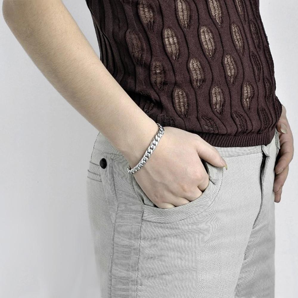 Мужской браслет-цепочка из настоящего серебра 925 пробы, 10 мм, 20 см