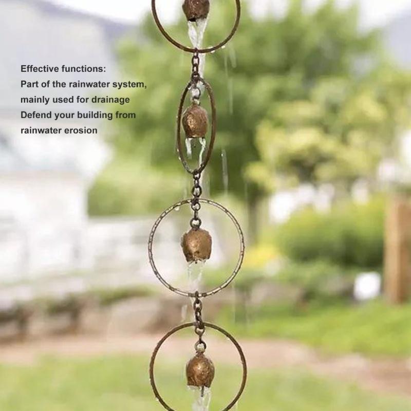 120CM Decorative Rain Chain, Bell Shaped Hanging Chime, Creates Soothing Water Sounds, for Gutter Drainage, Parks, Courtyard