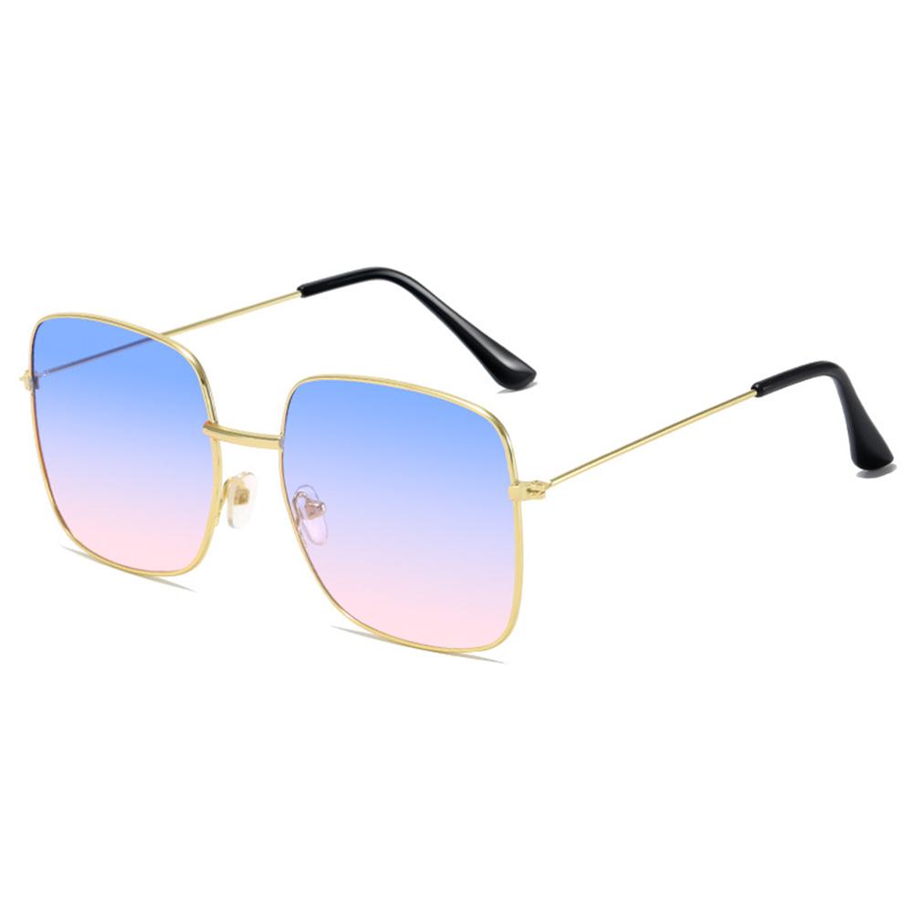 Korean Style Metal Square Sunglasses Large Frame Pink Hippie Glasses for Women & Men
