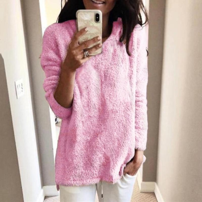 Women's Velvet Sleeping Dress - Comfortable Winter Home Robe with Pocket, Round Neck Solid Color Machine Washable Casual Wear, Soft Knitted Indoor