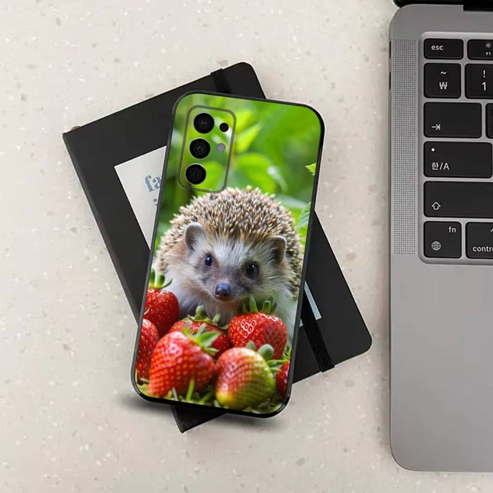 Ёжик Милое Животное Для Samsung Galaxy A53,31,52,72,41,Note,J7,8,9,5G,22,73,32,71, Мягкий Черный Силиконовый Чехол