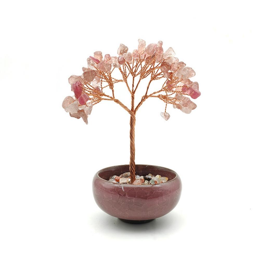 Медная проволока натуральное хрустальное дерево с чашкой основание каменное украшение дерево здоровье удача дерево фигурка Главная