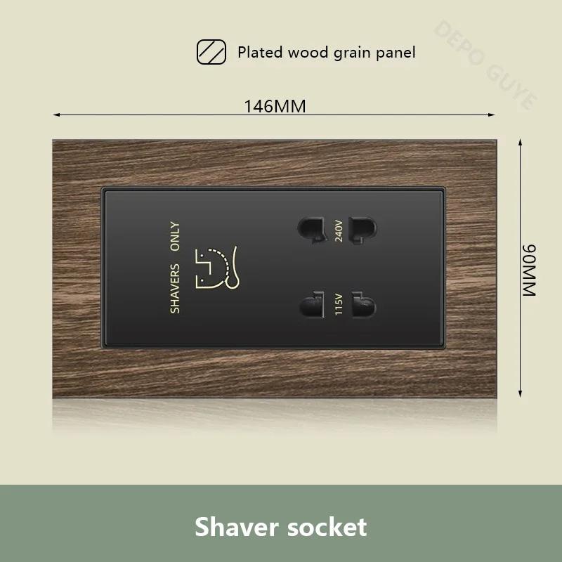 Двойная розетка UK 18W Type-C с функцией быстрой зарядки, универсальная электрическая розетка USB в стиле ретро с отделкой под дерево, электрический настенный выключатель света 220 В