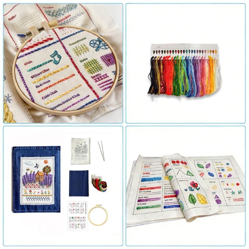 Полный набор книг по вышивке и шитью Включает иглы, нитки, узоры и пошаговые инструкции