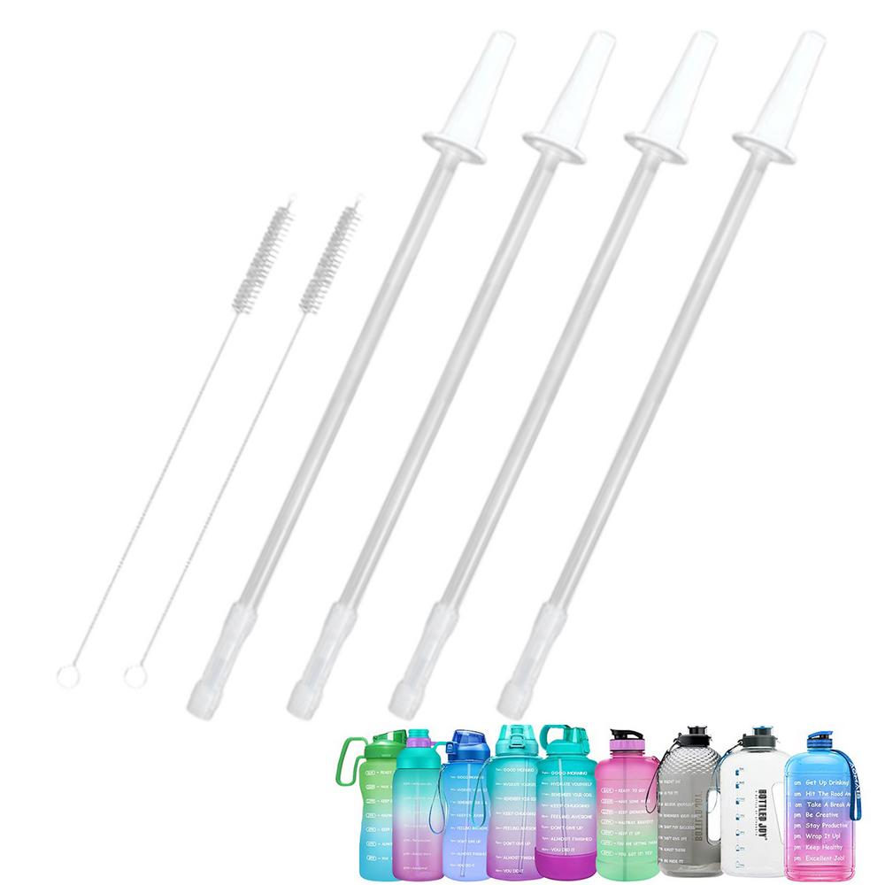 Water Bottle Straw Gallon Water Bottle Straw Replacement For 1/Half Gallon Water Bottle With 2 Cleaning Brushes 4 Cuttable Straw