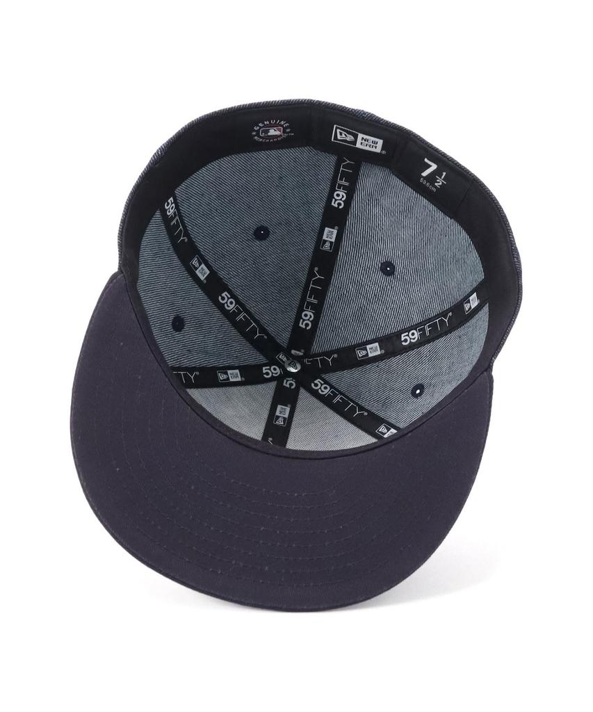 New Era 59FIFTY Denim Monogram NY Indigo 7 5950 Laser Burn NEYYAN IND Cap, Denim, 1/2 Count, Out,