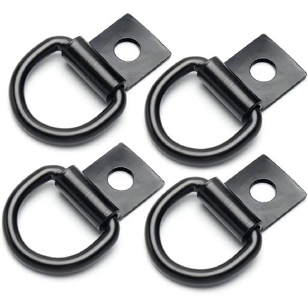 4 Pcs D-Rings Tie Down Anchor Hooks, 10Mm Fixing Hole D-Ring For Pickup Truck Bed Deck Rails T Slot Nut Screw, Heavy Duty Steel D Ring For Trailer,