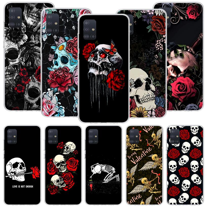 Human Skeleton Red Rose Phone Case for Samsung Galaxy A52 A51 A50S A12 A22 A32 A72 A10S A30S A31 A71 Note 20 Ultra 10 Plus S10 G