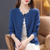Simple Leisure Grace Lightly Cooked Intellectual Plain Simplicity Button Popularity Knitted Sweater Women's Top Autumn