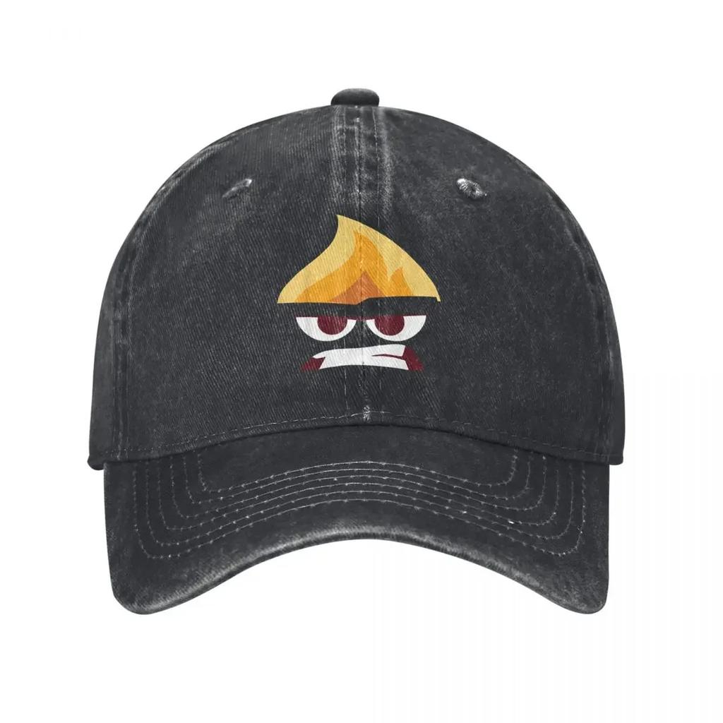 Inside Out Angry Face Halloween Baseball Caps Distressed Washed Cartoon Anime Snapback Hat Outdoor All Seasons Travel Caps Hat