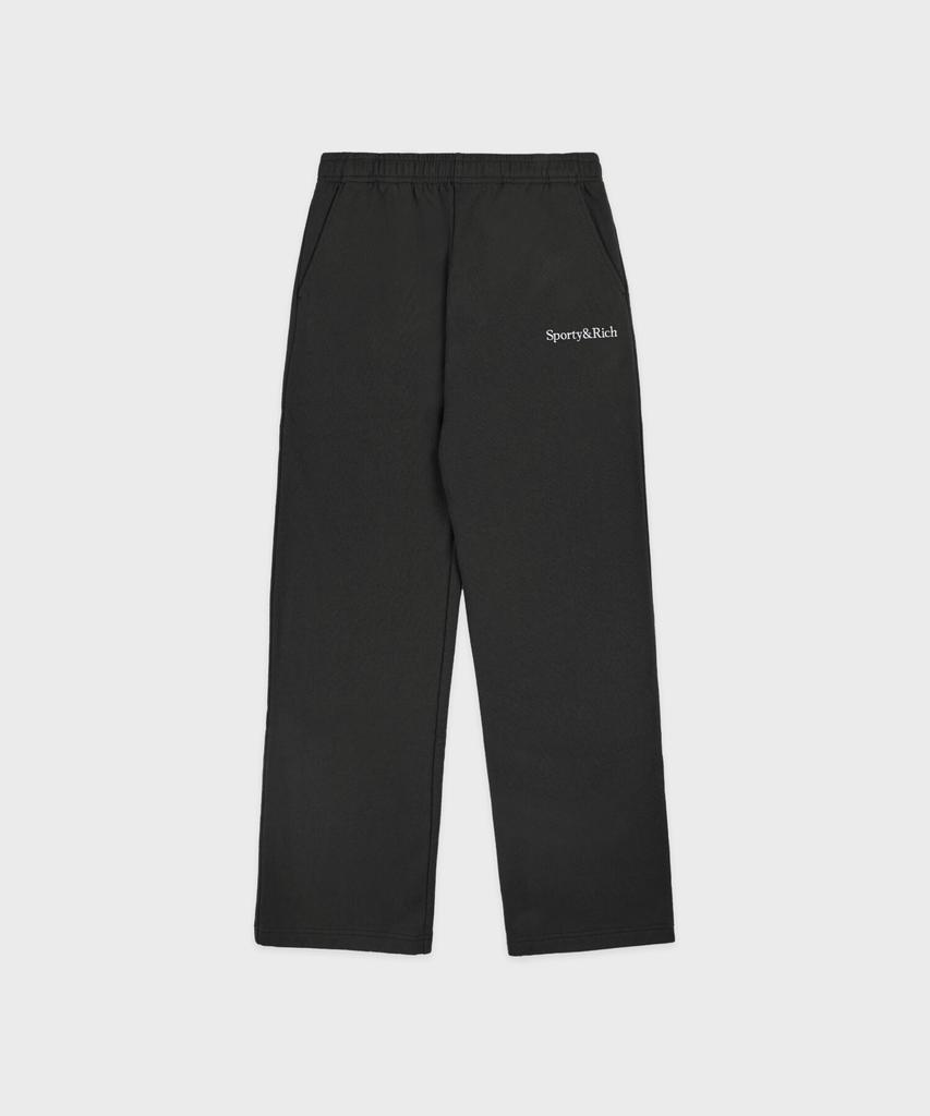 SPORTY&RICH Serif Logo Embroidered Wide Sweatpants Unisex - Faded Black R265Aup004