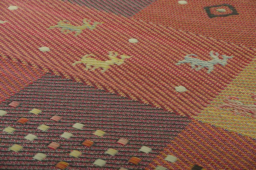 Ikehiko Rush Rug Backing Flower Mat Carpet Rug Gabbeh Pattern Antibacterial Deodorizing Deodorizing DX Serena Edoma 3 Tatami 174 x 261cm Fabric Red