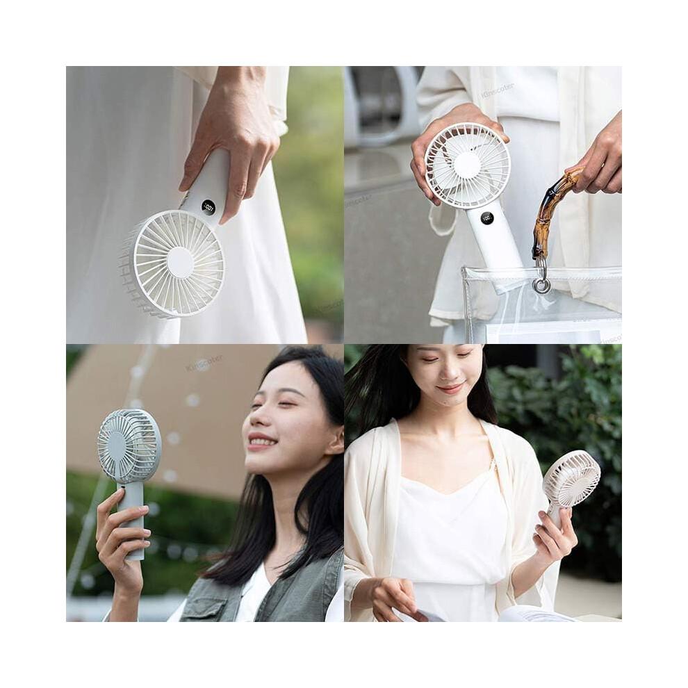 Handheld Personal Fan Mini USB Handheld Fan 3600mah Rechargeable Mini Fan Stepless Speed Control Display Night Light (Color : Ice green)