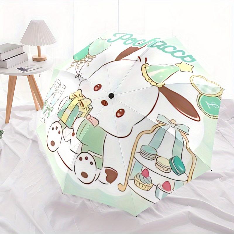 1pc Gift Pochacco Pattern Beautiful Looking Automatic Folding Umbrella, 3 Folding, 8 Pole Frame Design, Durable and Suitable for Travel and Daily Use.