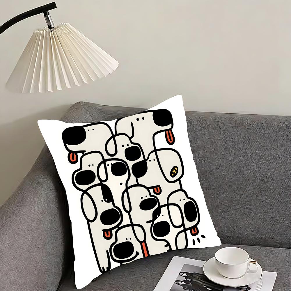abstract dog Anime Cushion Cover Reversible Plush Pillow Cover – For car, sofa, bedroom, perfect as a gift.