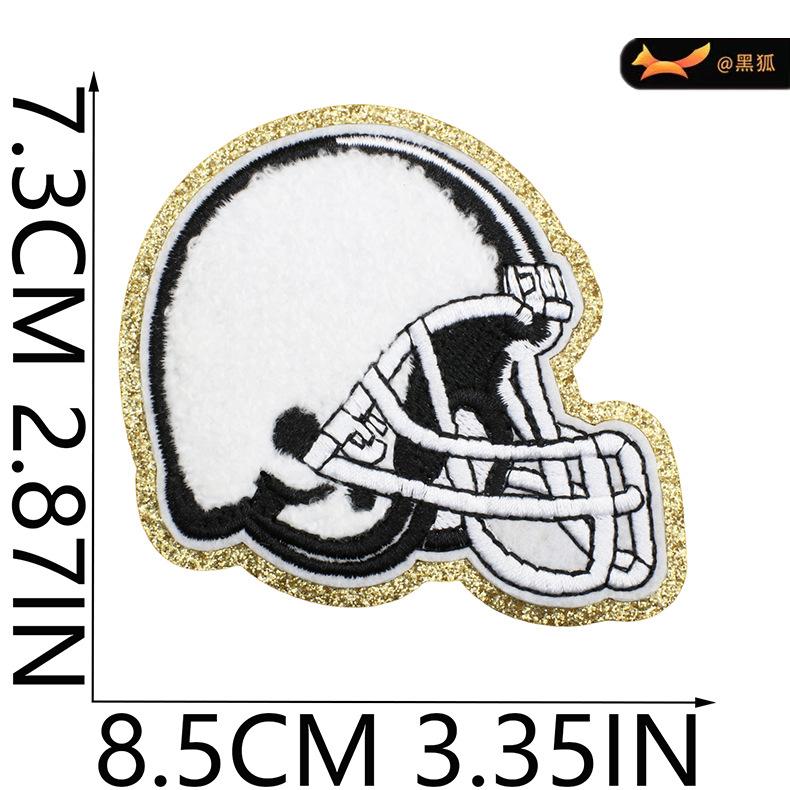 Black Fox Glitter Powder Football Chenier Embroidery Cloth Sticker Baseball Uniform Decoration Diy Patch