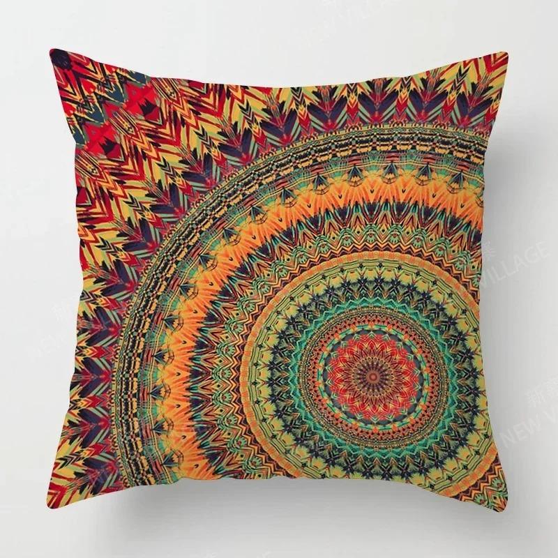 Bohemian patterns throw pillow cover with short plush print for living room sofa decoration cushion cover pillow covers