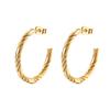 C-shaped Women's Stainless Steel Gold Earrings Simple Trend Multi-strand Twist Line Round Earrings