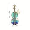 Alloy Violin Brooch With Butterfly Detail Versatile Shiny Zircon Insect Accents Music-Inspired Pin For Daily Wear Gift For Valentine'S Day No Plating