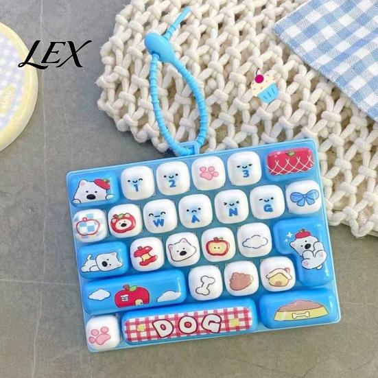 Sturdy Plastic Fidget Button 26-Key Keyboard Toy, Cute Cartoon Clicky Clicker Toy with Sensory for Anxiety Keychain, Backpack Charm Pendant