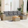6 Piece Garden Sofa Set with Cushions Beige Poly Rattan