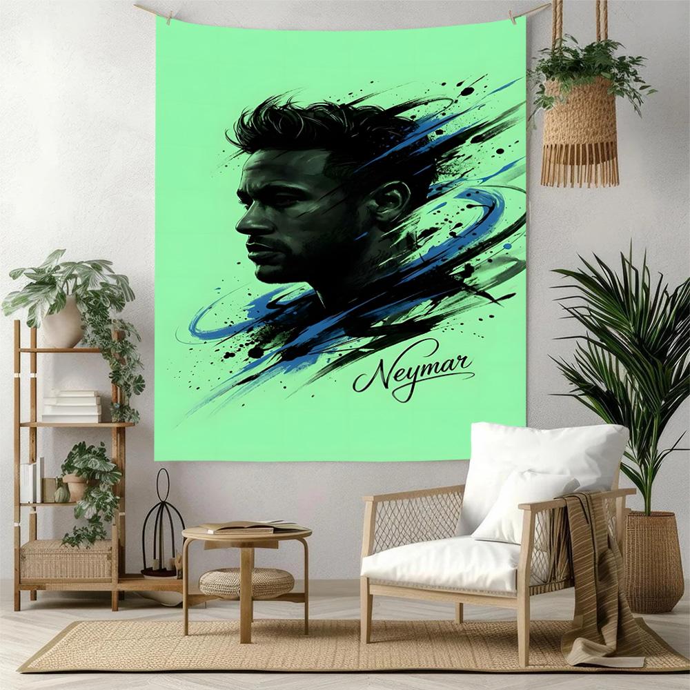 Abstract Neymar Portrait Vintage Tapestry Psychedelic Art Suitable for Bedroom Reading Corner Studio Wall Versatile Decor Vintage Wall Art