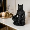 Готическая статуэтка медитирующего волчонка, 3D-печать высокого качества, жуткое художественное украшение для офисного стола, полки, подарок