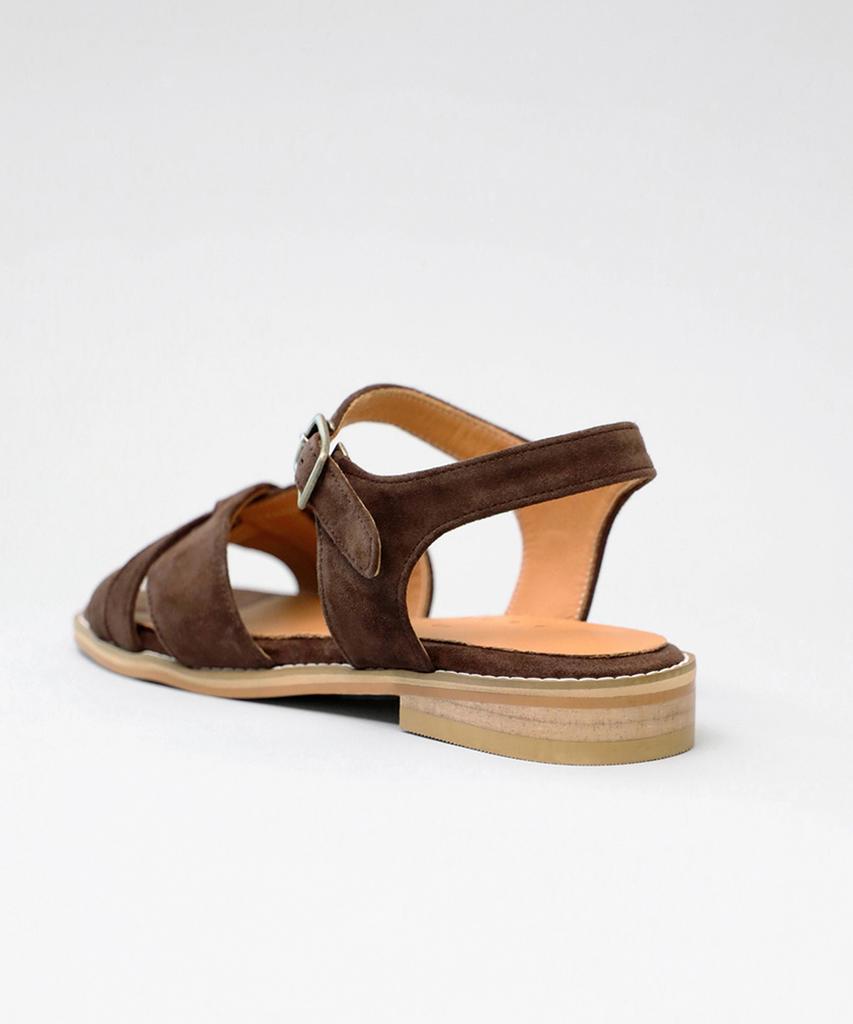 Heenn Crossover Suede Sandals. Brown