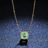 New Real Moissanite Square Pendant Necklace Green Emerald Cut Pure 925 Sterling Silver 18K Gold For Women Fine Jewelry