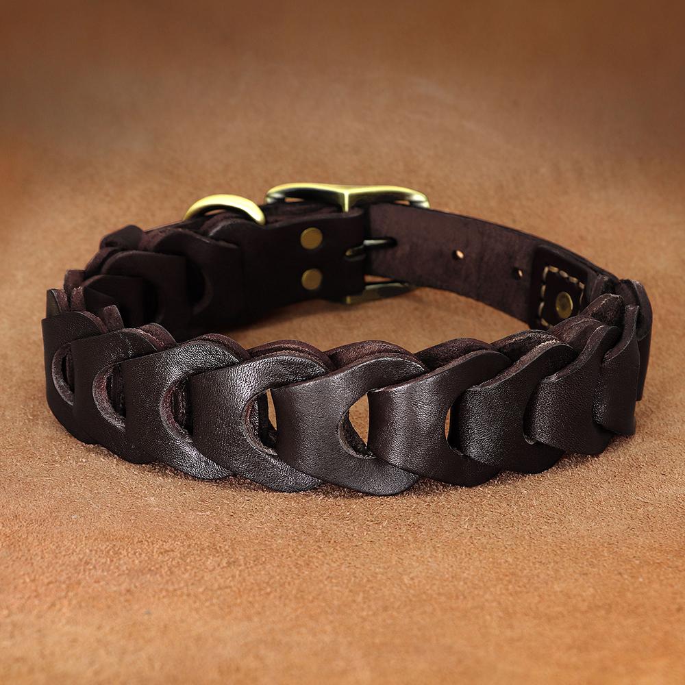 Ошейник из коровьей кожи, ошейники из натуральной кожи для больших собак, ошейники для лабрадоров, аксессуары для средних и больших собак, немецкая овчарка